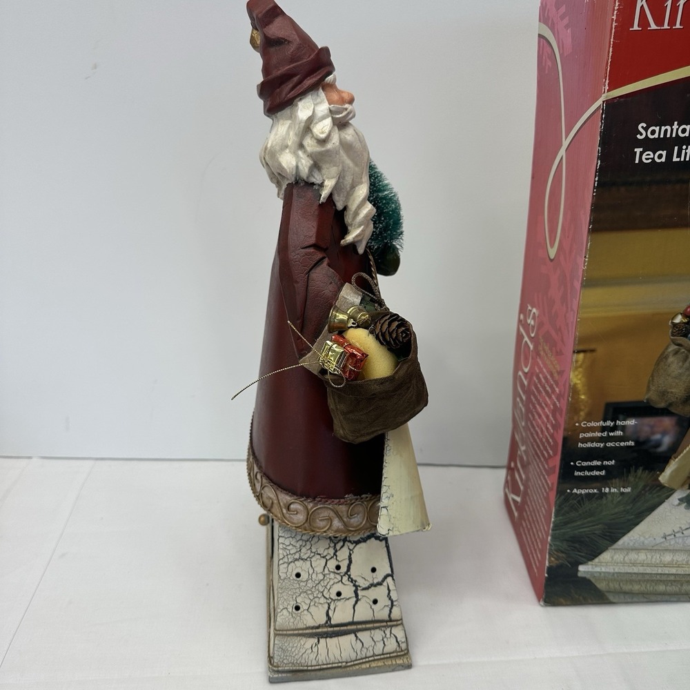 Kirkland 18" tall Metal Tin Santa Claus Tea Light Votive Candle Holder Holidays - Picture 9 of 15